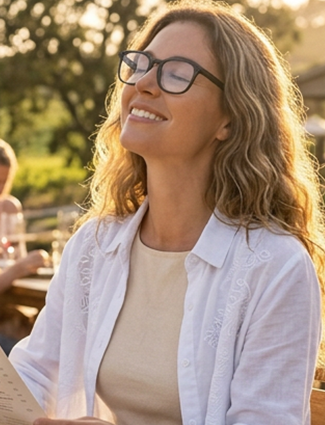 girl with ai glasses winery